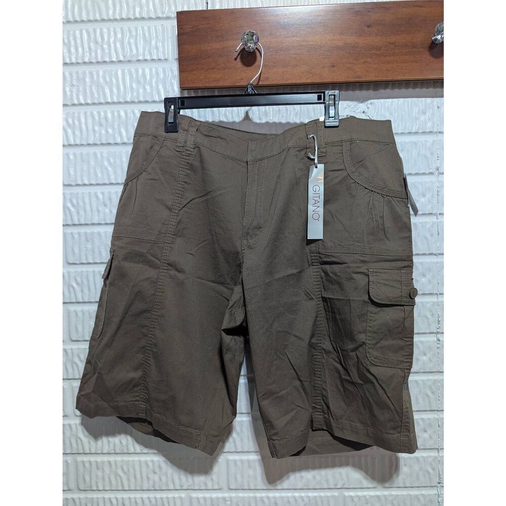 Gitano Women's Brown Solid Mid-Rise Bermuda Cargo Shorts Size 20W NWT